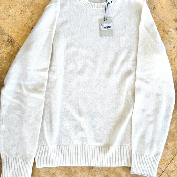NWT Paul Taylor OFF WHITE PURE WOOL ROUND NECK SWEATER - Picture 5 of 6